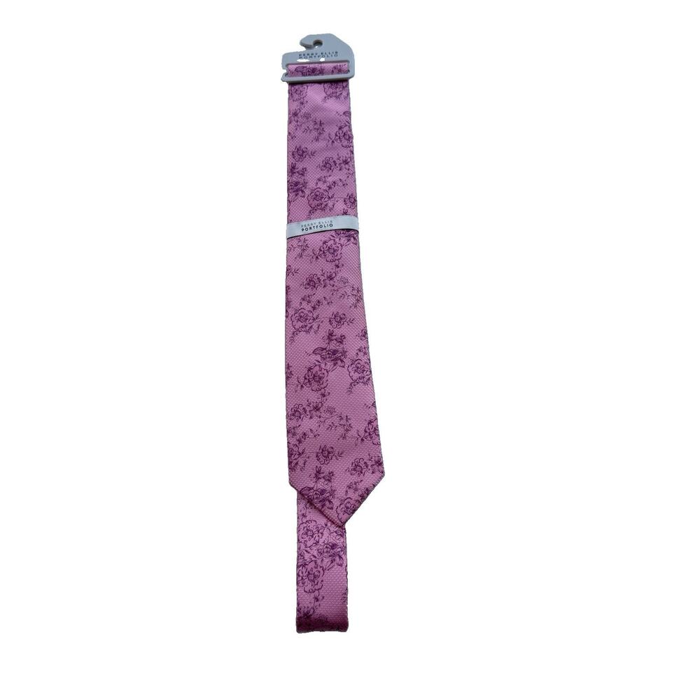 Perry Ellis Portfolio Pink Floral Men’s Neck Tie 100% Polyester